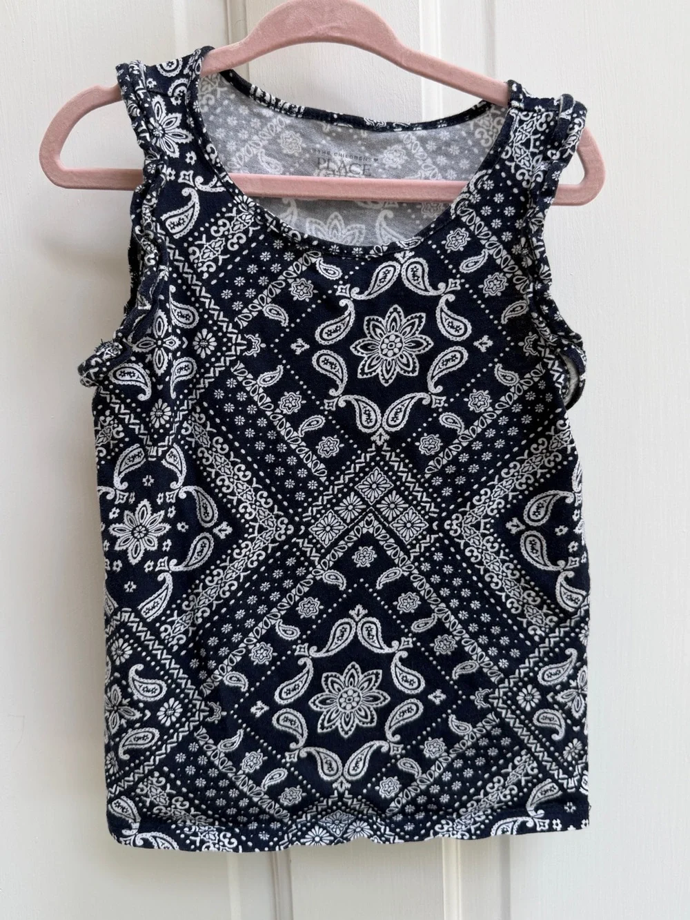 The Children's Place Girls 5T Navy Blue and White Bandana Print Tank Top Shirt